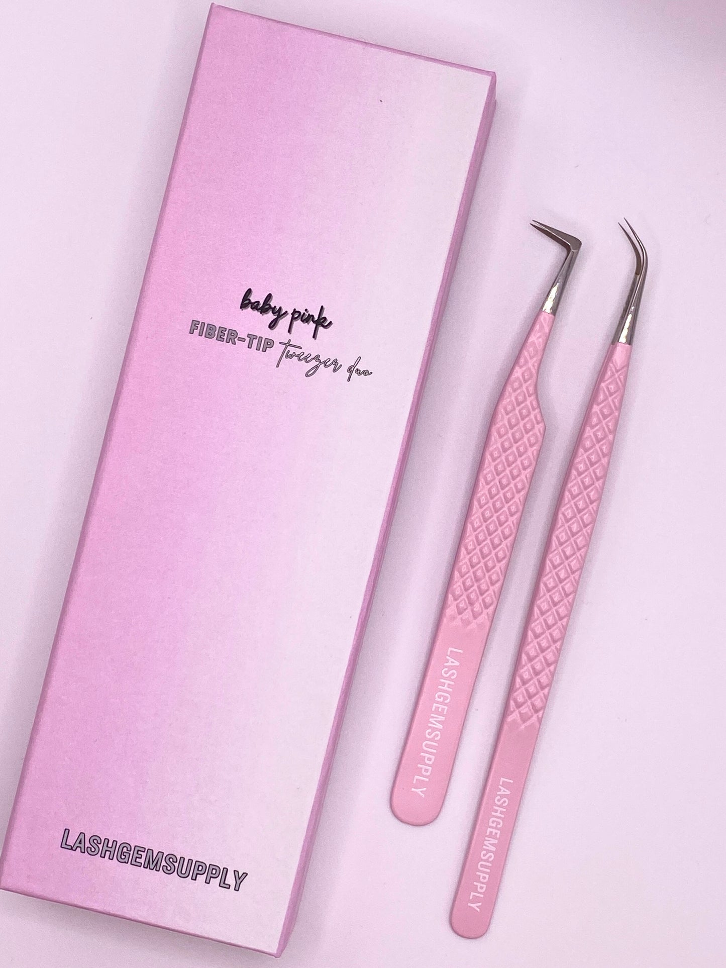 Baby pink tweezer duo